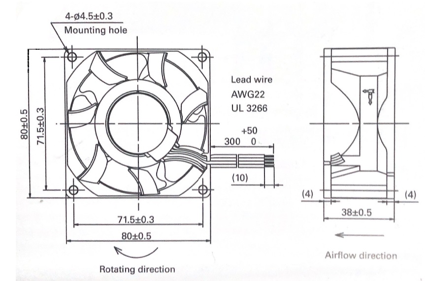 MFD8038C Dimensions